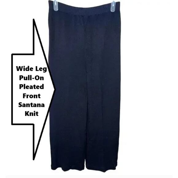 Vintage St. John Pants 12 Wide Leg Pleated Santana Knit...